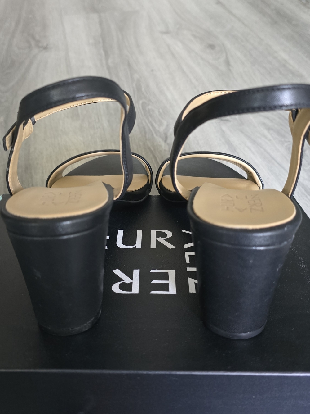 Naturalizer Black Block Heel Sandals with Ankle Strap - Picture 4 of 6